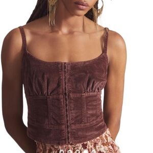 Pilcro Brown Corduroy Corset Tank Top